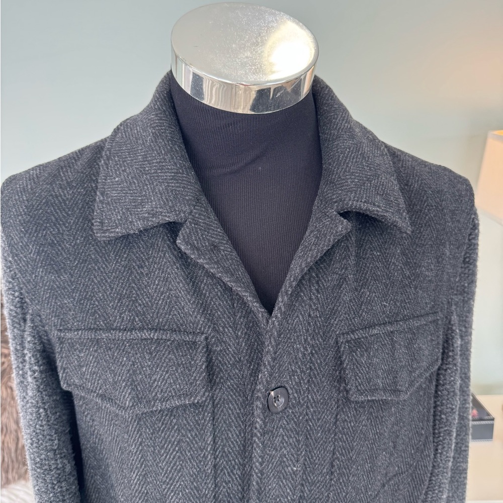 Robert Graham Charcoal Shirt Jacket Quilted Wool Mens SZ M